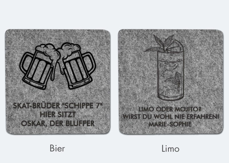 Untersetzer Filz, 10er + Box Nur Text