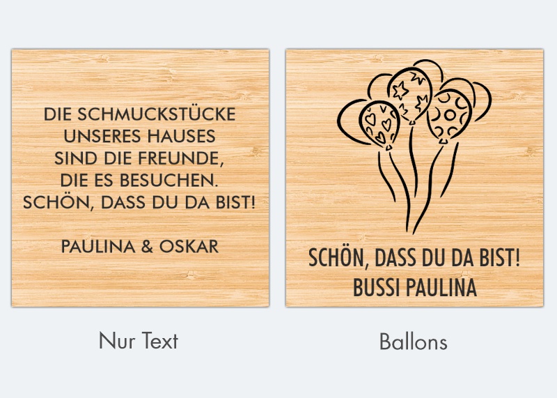 Untersetzer Bambus, 4er + Box Nur Text