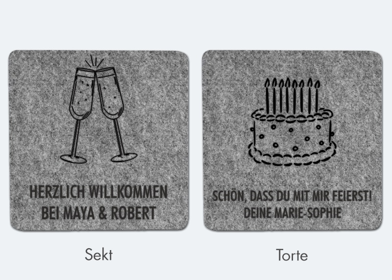 Untersetzer Filz, 10er + Box Nur Text