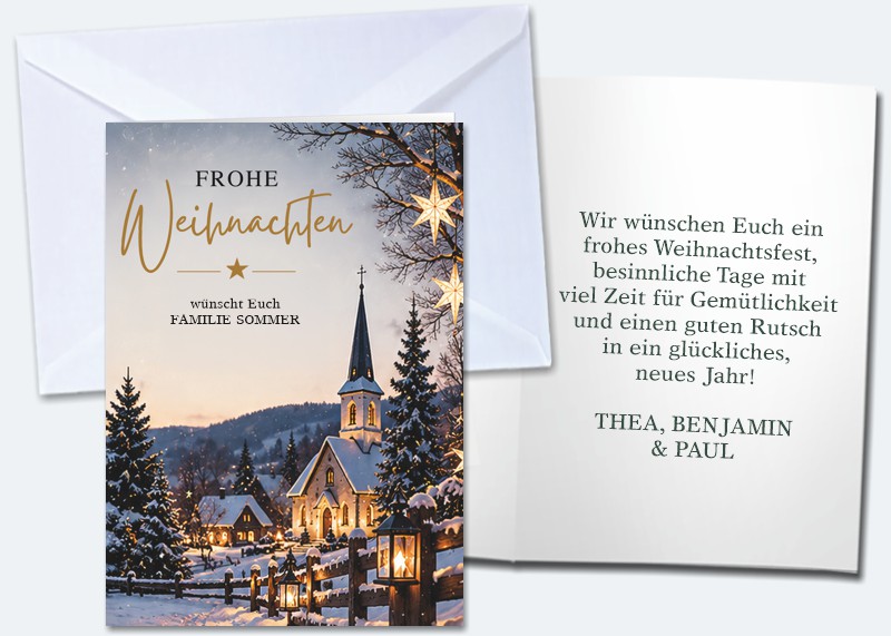 20 Weihnachts-Klappkarten "Kapelle"