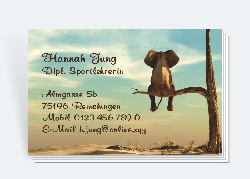100 Motiv Visitenkarten Elefant