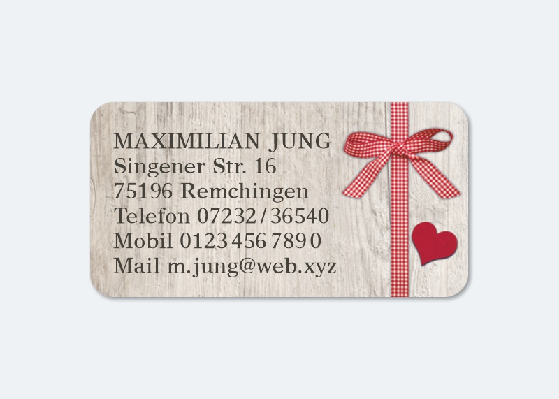 168 Adressaufkleber MAXI-Motiv Herz-Schleife