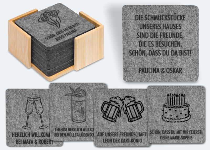 Untersetzer Filz, 10er + Box