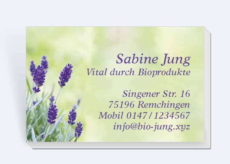 100 Motiv Visitenkarten Lavendel