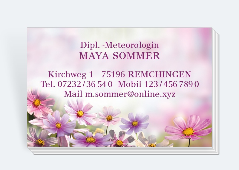 100 Motiv Visitenkarten Blumen Rosa