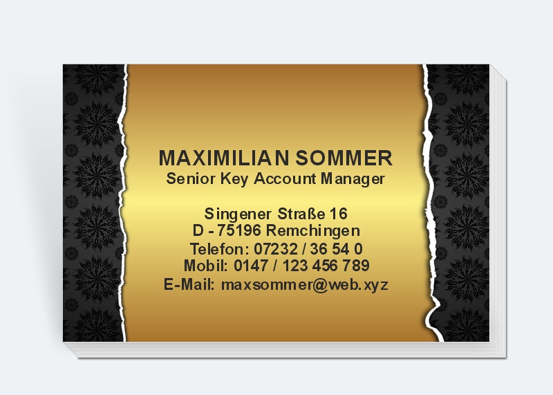 100 Motiv Visitenkarten Schwarz-Gold