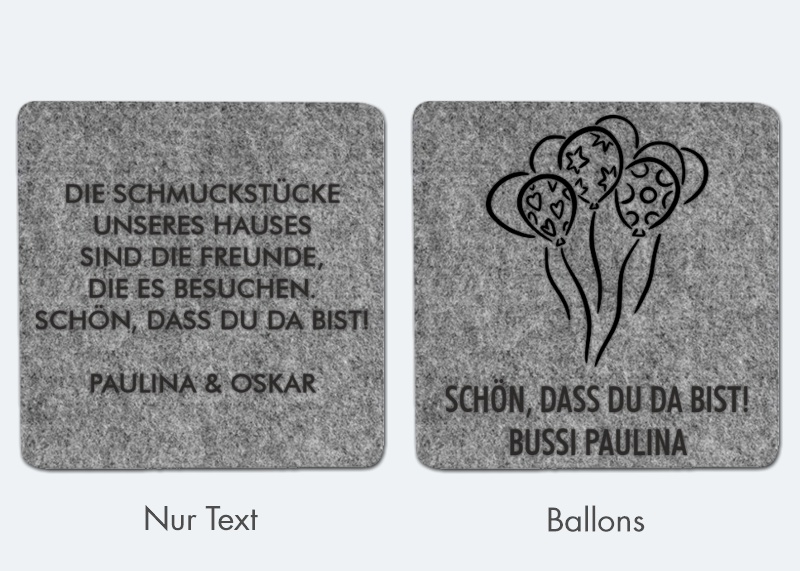 Untersetzer Filz, 10er + Box Nur Text