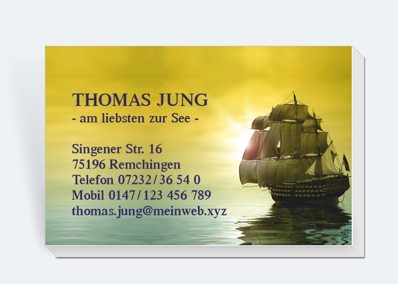 100 Motiv Visitenkarten Segelschiff