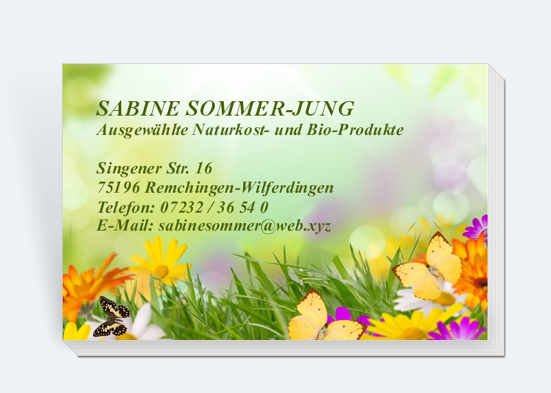 100 Motiv Visitenkarten Blumenwiese