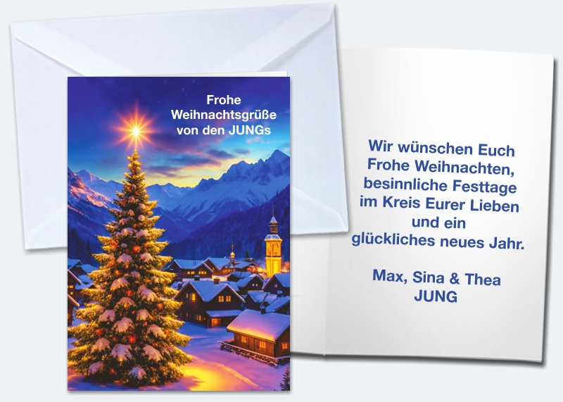 20 Weihnachts-Klappkarten "Bergdorf"