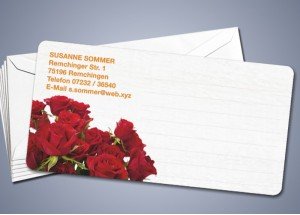 50 Briefkarten "Rote Rosen" 