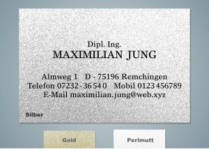 100 Visitenkarten METALLIC Perlmutt-Weiß/Gold