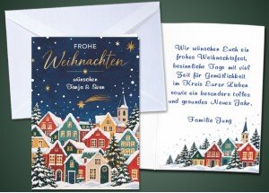 20 Weihnachts-Klappkarten "Winterdorf" 