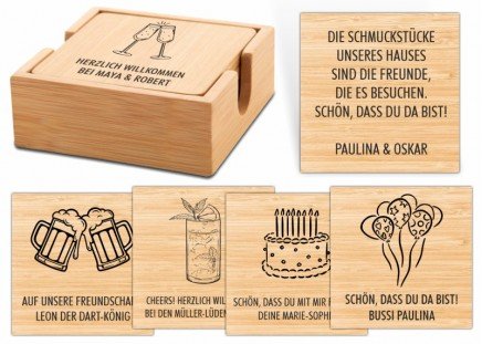 Untersetzer Bambus, 4er Set + Box 