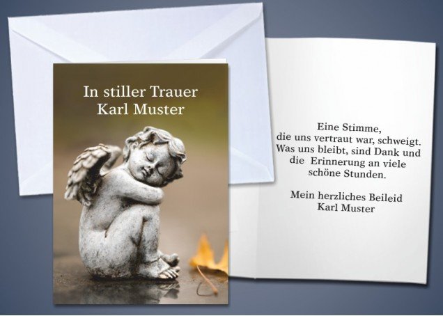 20 Trauer-Klappkarten "Engel" 