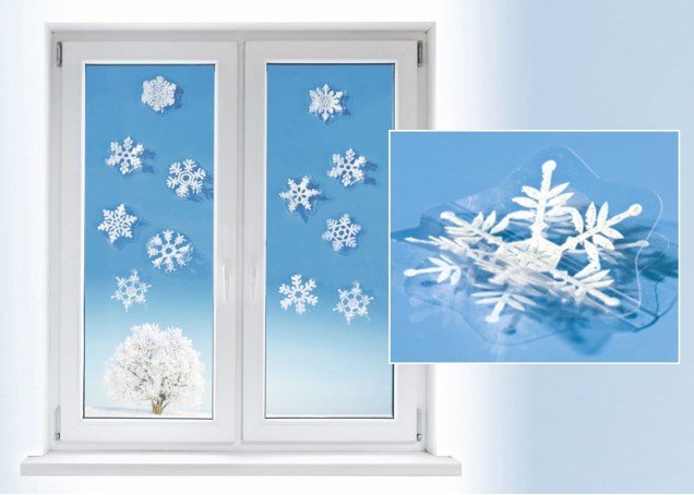 12 Schneeflocken-Sticker 3D 