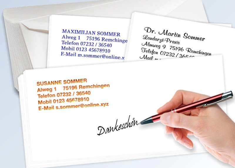 100 Namens-Briefkarten 