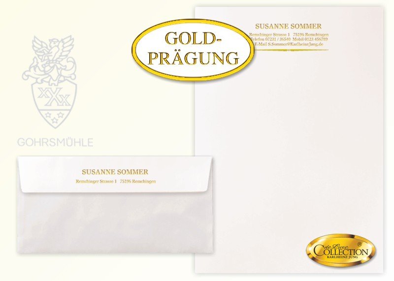 De-Luxe Briefpapier Gold-Prägung 100 Briefbogen
